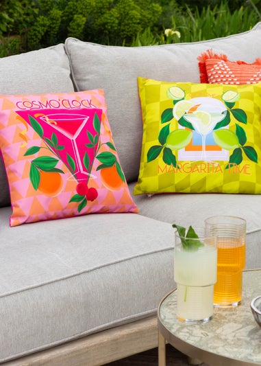 furn. Pink Cosmo O' Clock Filled Outdoor Cushions (43cm x 43cm x 8cm)