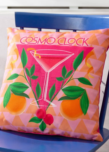 furn. Pink Cosmo O' Clock Filled Outdoor Cushions (43cm x 43cm x 8cm)