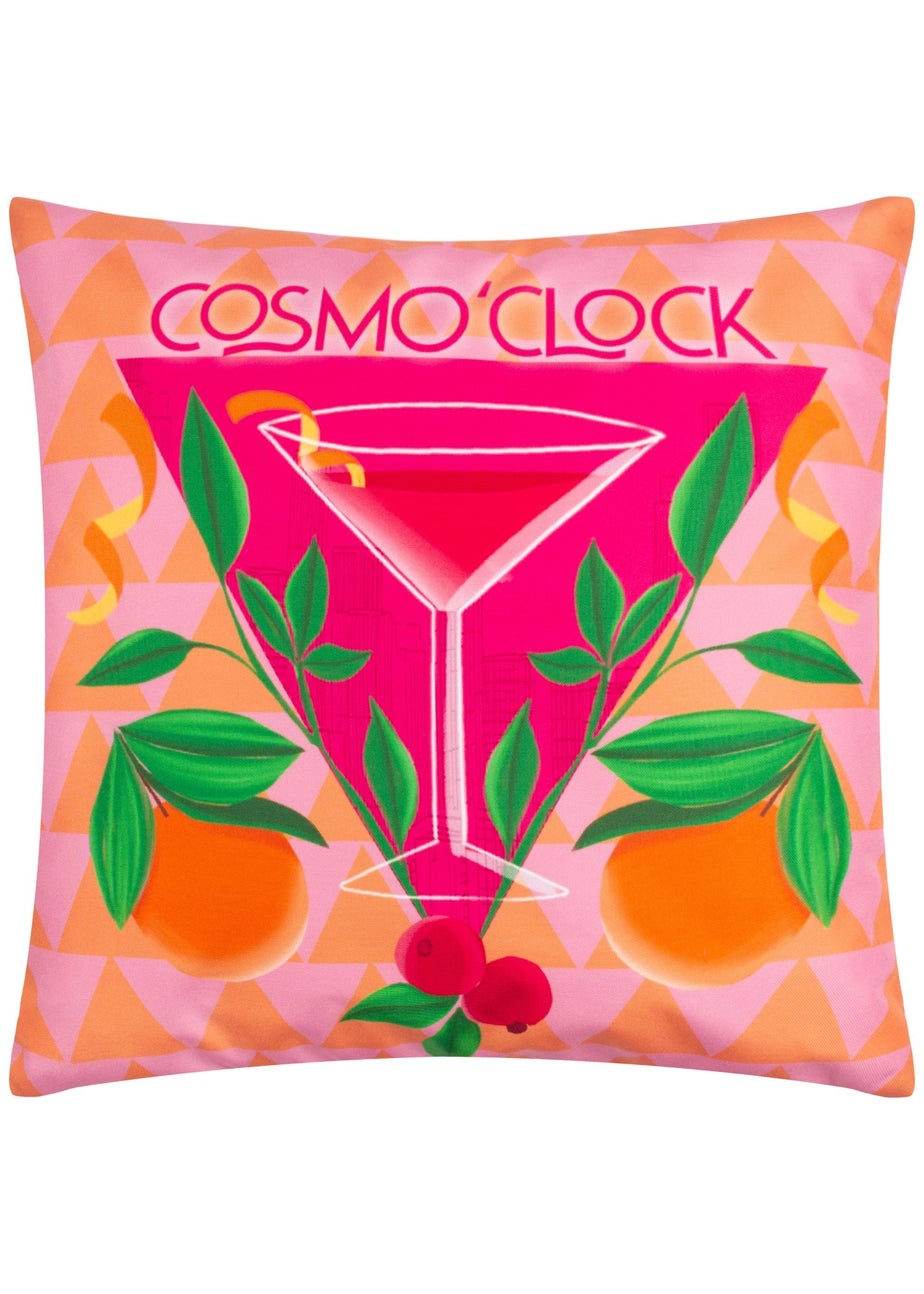 furn. Pink Cosmo O' Clock Filled Outdoor Cushions (43cm x 43cm x 8cm)