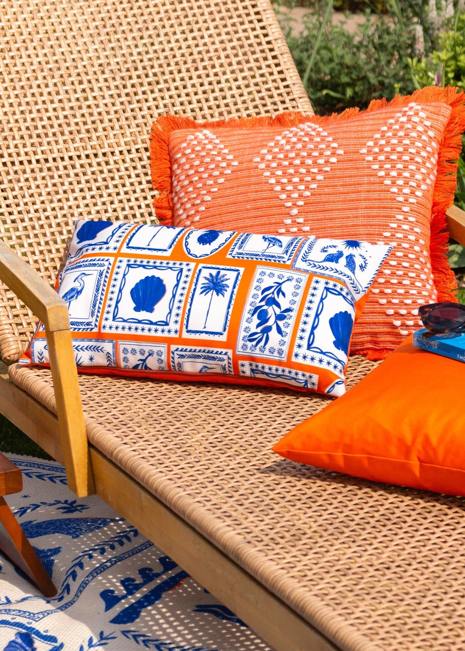 furn. Coral Frieze Filled Outdoor Cushions (30cm x 50cm x 8cm)
