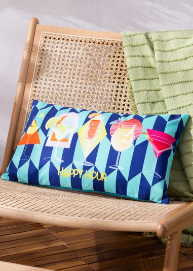 furn. Blue Happy Hour Filled Outdoor Cushions (30cm x 50cm x 8cm)
