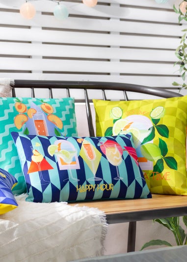 furn. Blue Happy Hour Filled Outdoor Cushions (30cm x 50cm x 8cm)
