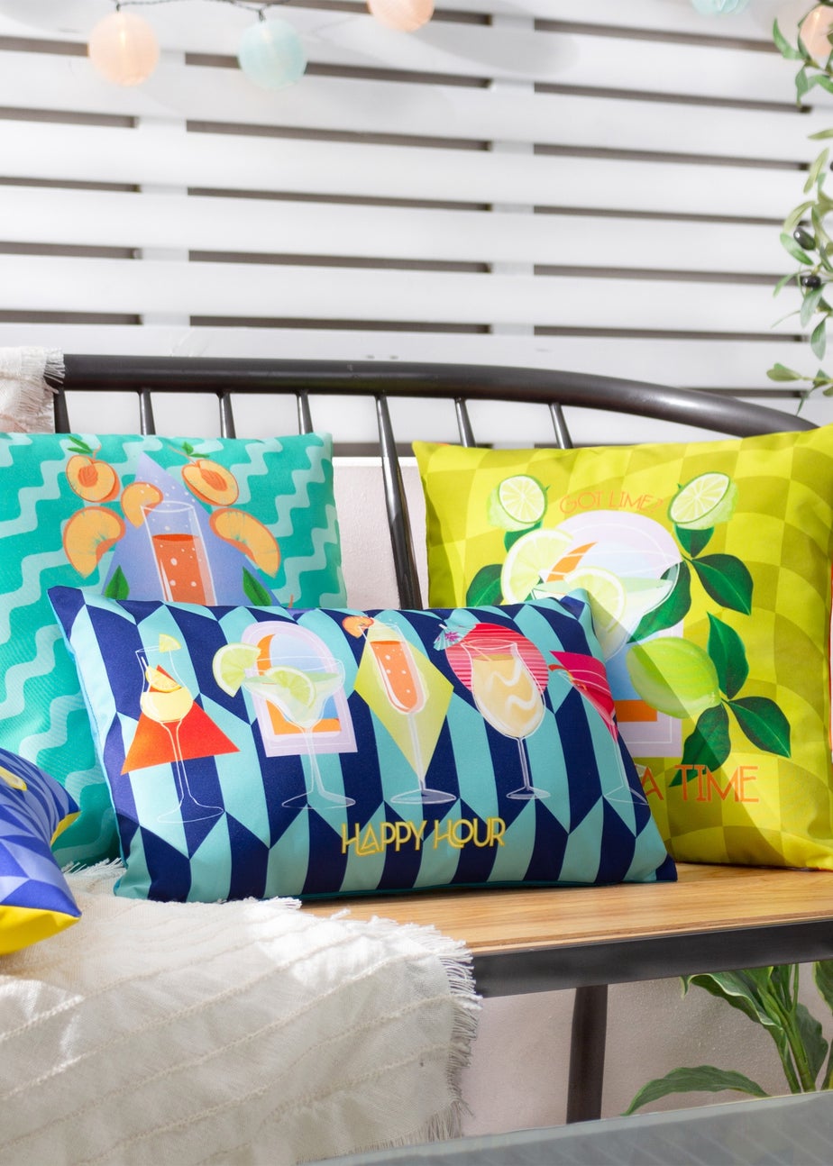 furn. Blue Happy Hour Filled Outdoor Cushions (30cm x 50cm x 8cm)