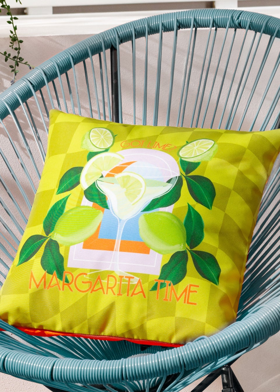 furn. Lime Margarita Filled Outdoor Cushions (43cm x 43cm x 8cm)
