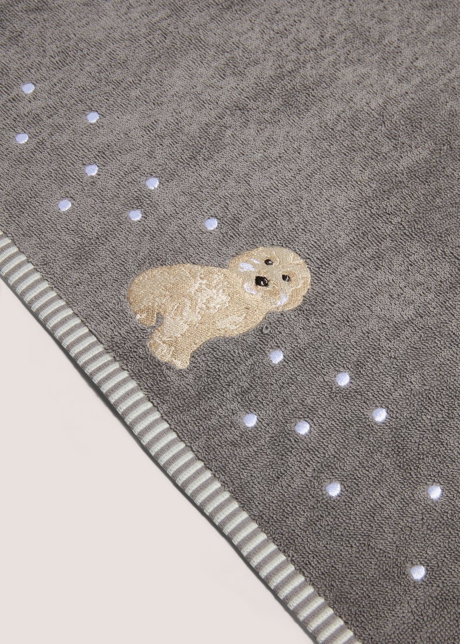 Grey Connie Cockapoo Embroidered Hand Towel