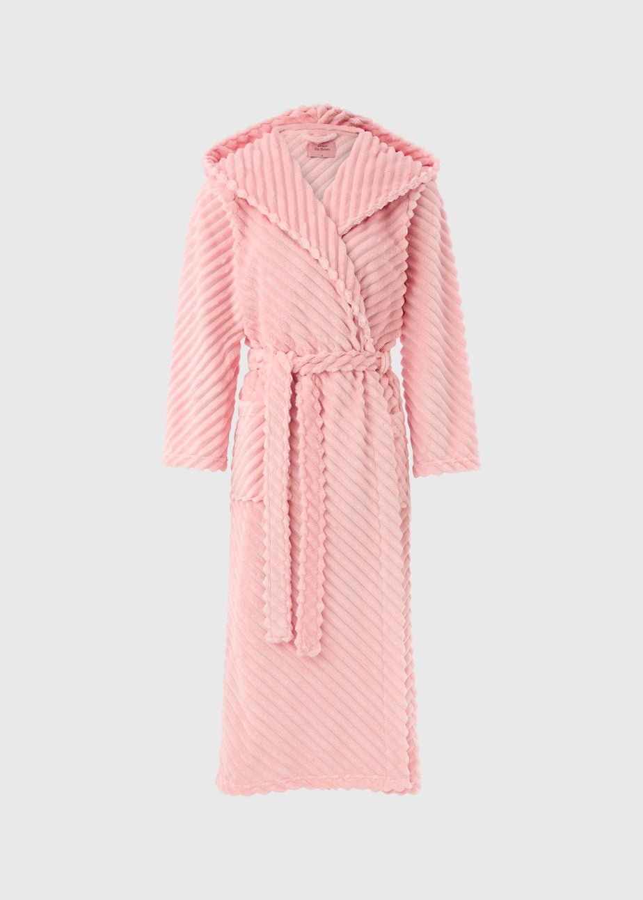 Pink Diagonal Fleece Dressing Gown