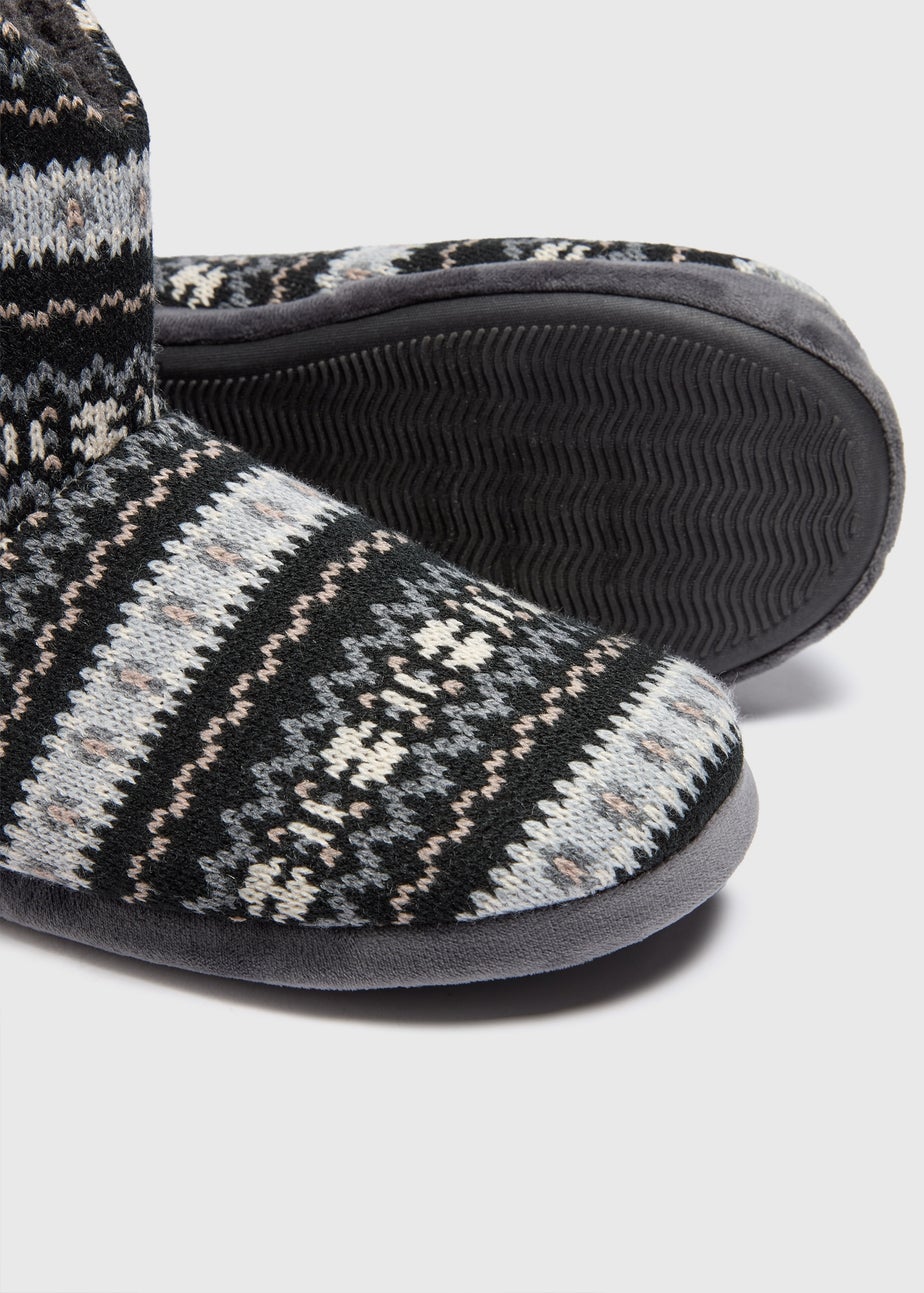 Navy Fairisle Slipper Boots