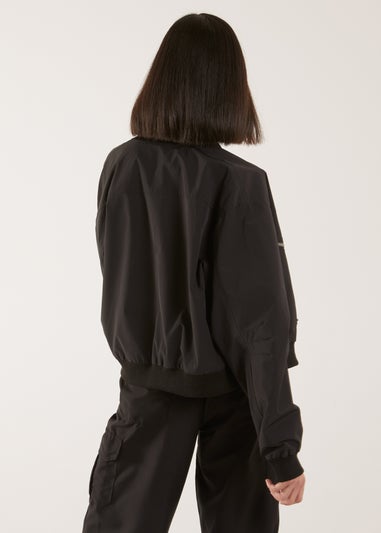 Pink Vanilla Black Double Pocket Classic Bomber Jacket