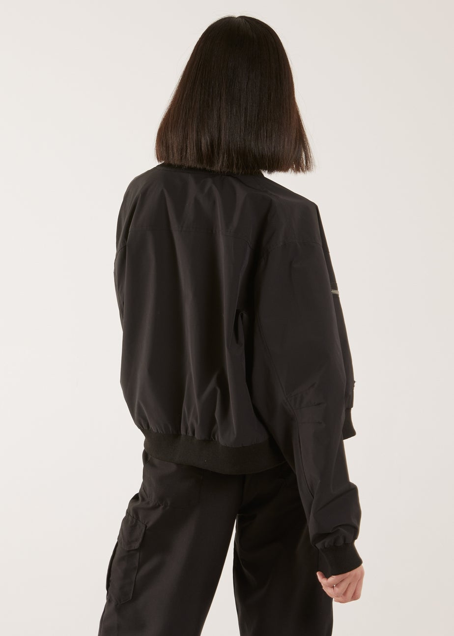 Pink Vanilla Black Double Pocket Classic Bomber Jacket