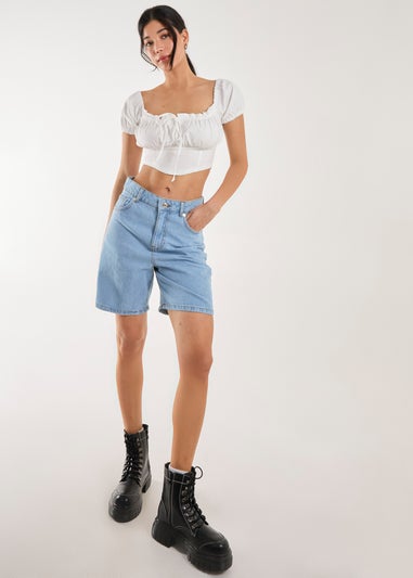 Pink Vanilla Ivory Bengaline Puff Sleeve Top