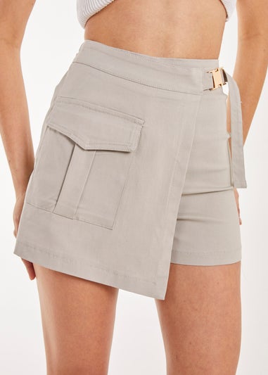 Pink Vanilla Grey Utility Belt Detail Wrap Skort