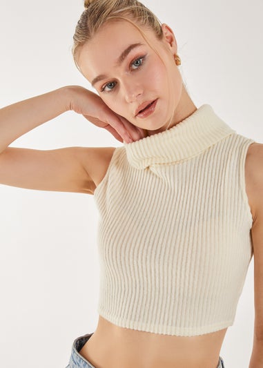 Pink Vanilla Ivory Brushed Racer Rib Vest