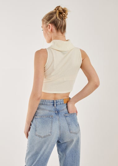 Pink Vanilla Ivory Brushed Racer Rib Vest