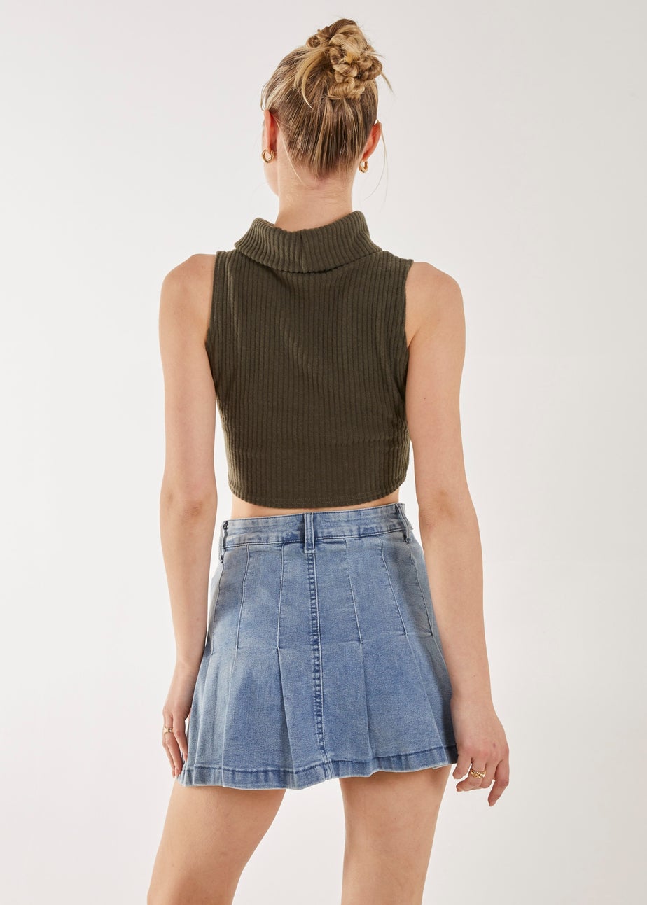 Pink Vanilla Khaki Brushed Racer Rib Vest