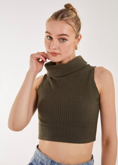 Pink Vanilla Khaki Brushed Racer Rib Vest