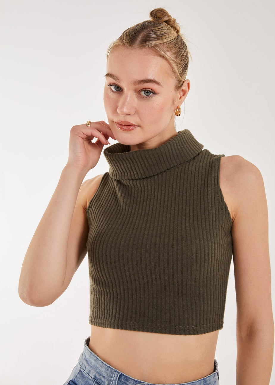 Pink Vanilla Khaki Brushed Racer Rib Vest