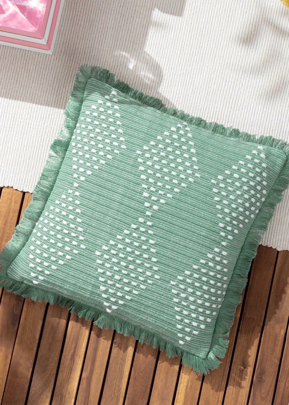 furn. Green Kadie PET Woven Outdoor Filled Cushion (45 x 45 x 8cm)