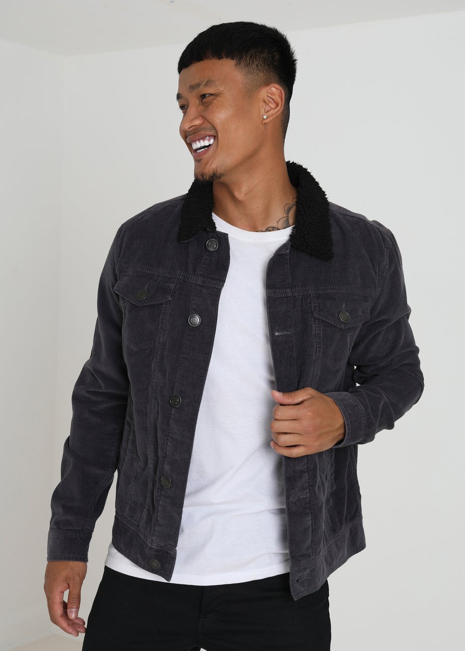 Brave Soul Grey Borg Collar Cord Jacket