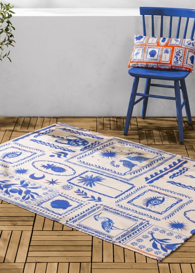 furn. Blue Frieze Outdoor Washable Rug (120 x 170cm)