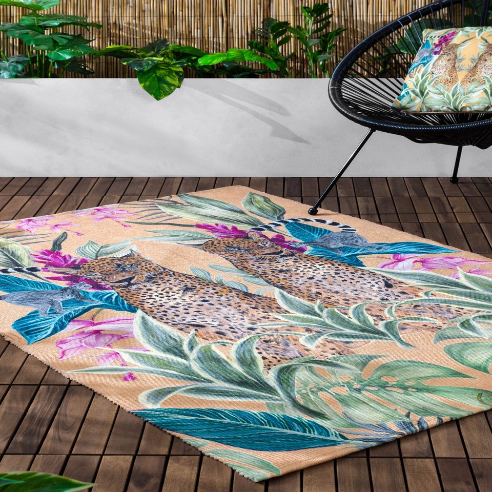 Wylder Gold Kali Leopards Outdoor Washable Rug (120 x 170cm)