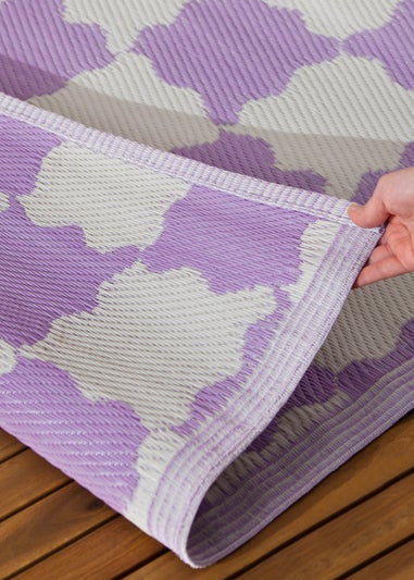 furn. Lilac Check Outdoor Rug (120 x 180cm)