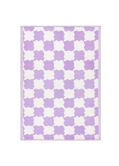 furn. Lilac Check Outdoor Rug (120 x 180cm)