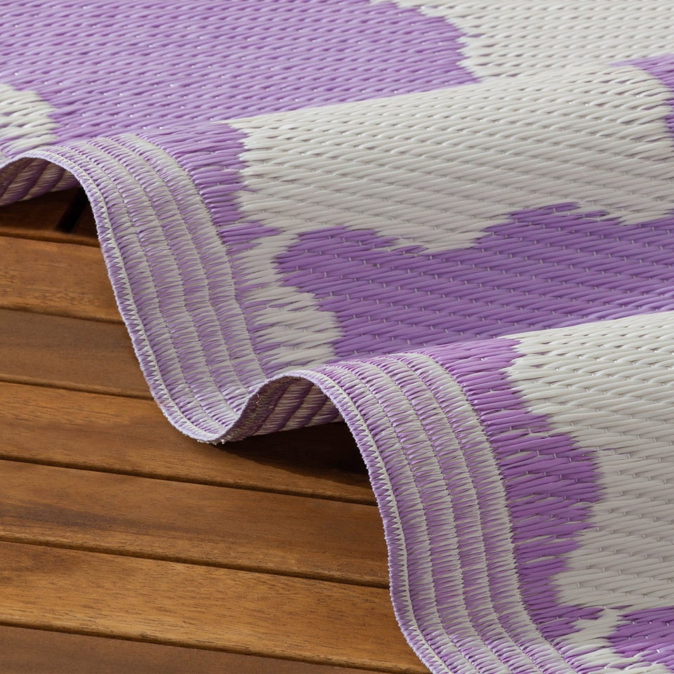 furn. Lilac Check Outdoor Rug (120 x 180cm)