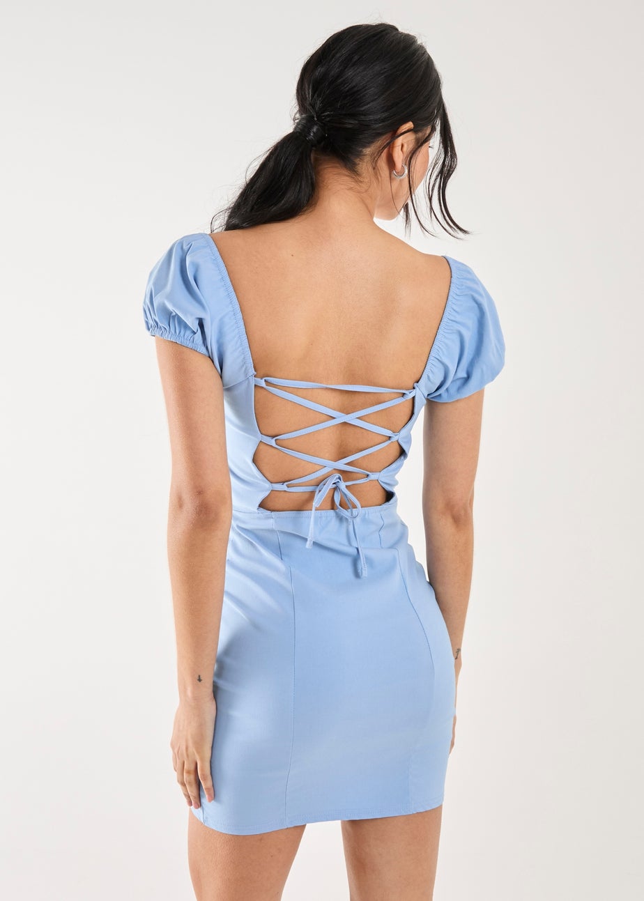 Pink Vanilla Blue Tie Back Mini Dress