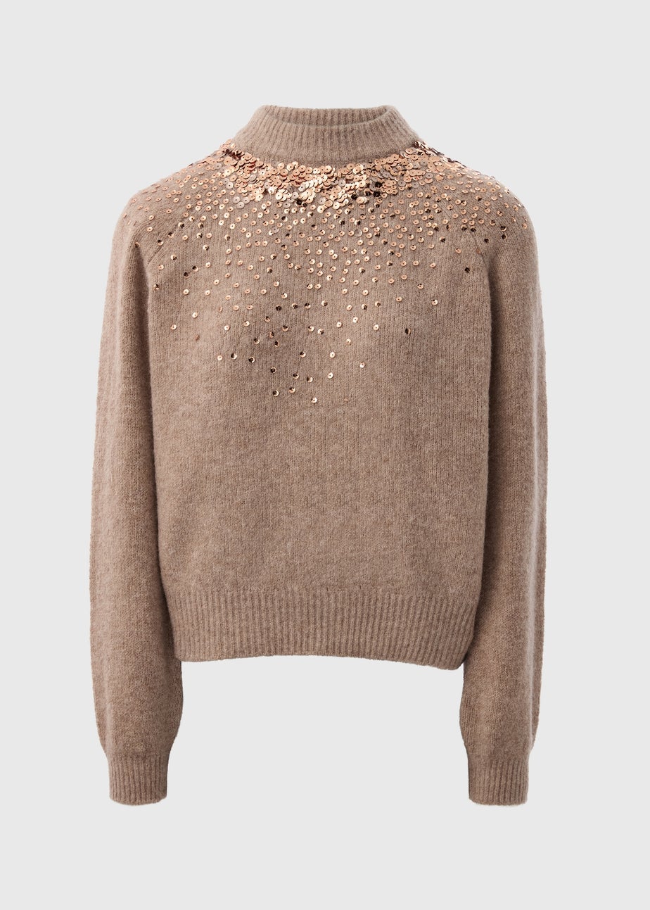 Beige Scatter Sequin Jumper