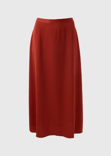 Burnt Orange Satin Midaxi Slip Skirt