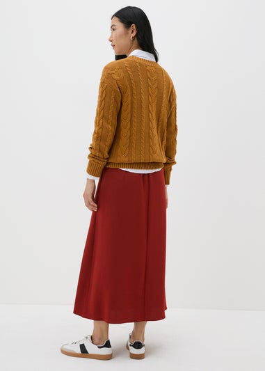 Burnt Orange Satin Midaxi Slip Skirt