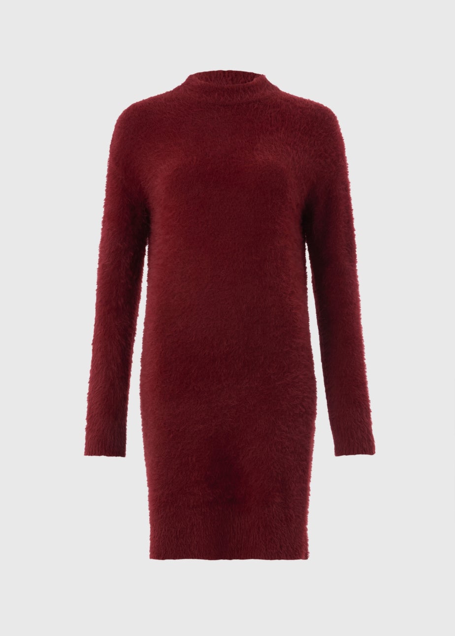 Burgundy Feather Jumper Mini Dress