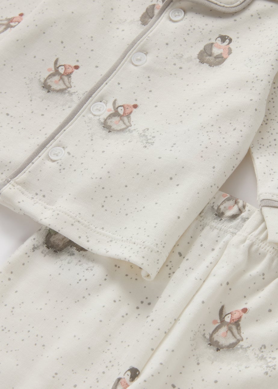 Baby Cream Penguin Print Pyjama Set (Newborn-18mths)