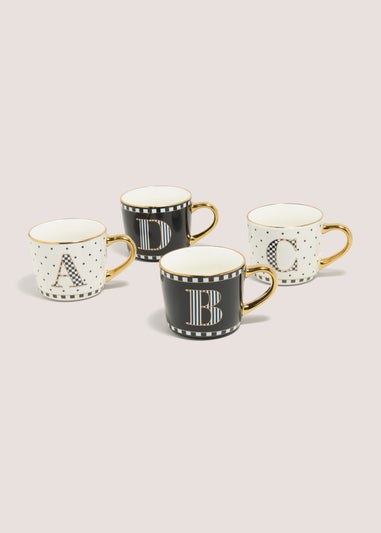 Black & White Patterned Alphabet Mugs