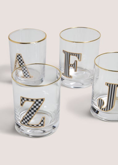 Gold Check Alphabet Glasses