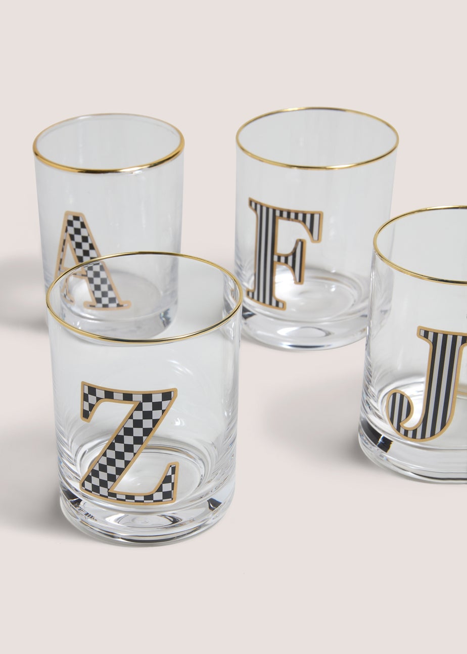 Gold Check Alphabet Glasses