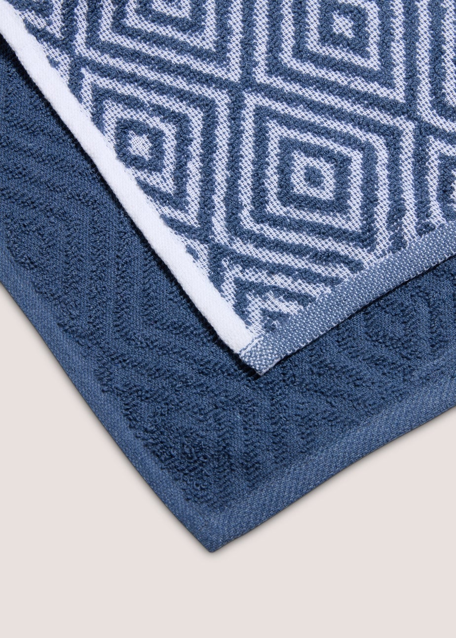 2 Pack Blue Geometric Tea Towels