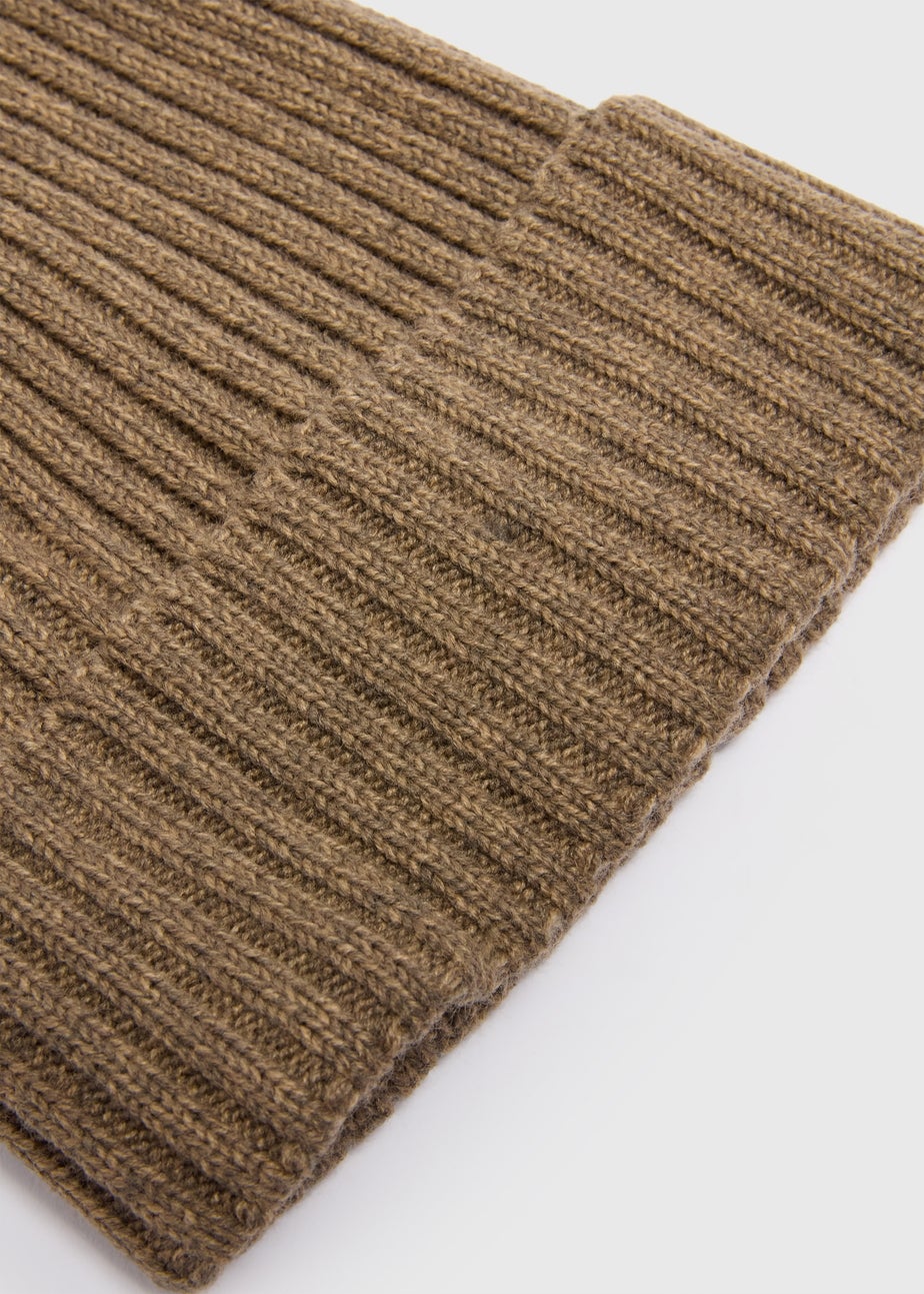 Brown Thick Ribbed Beanie