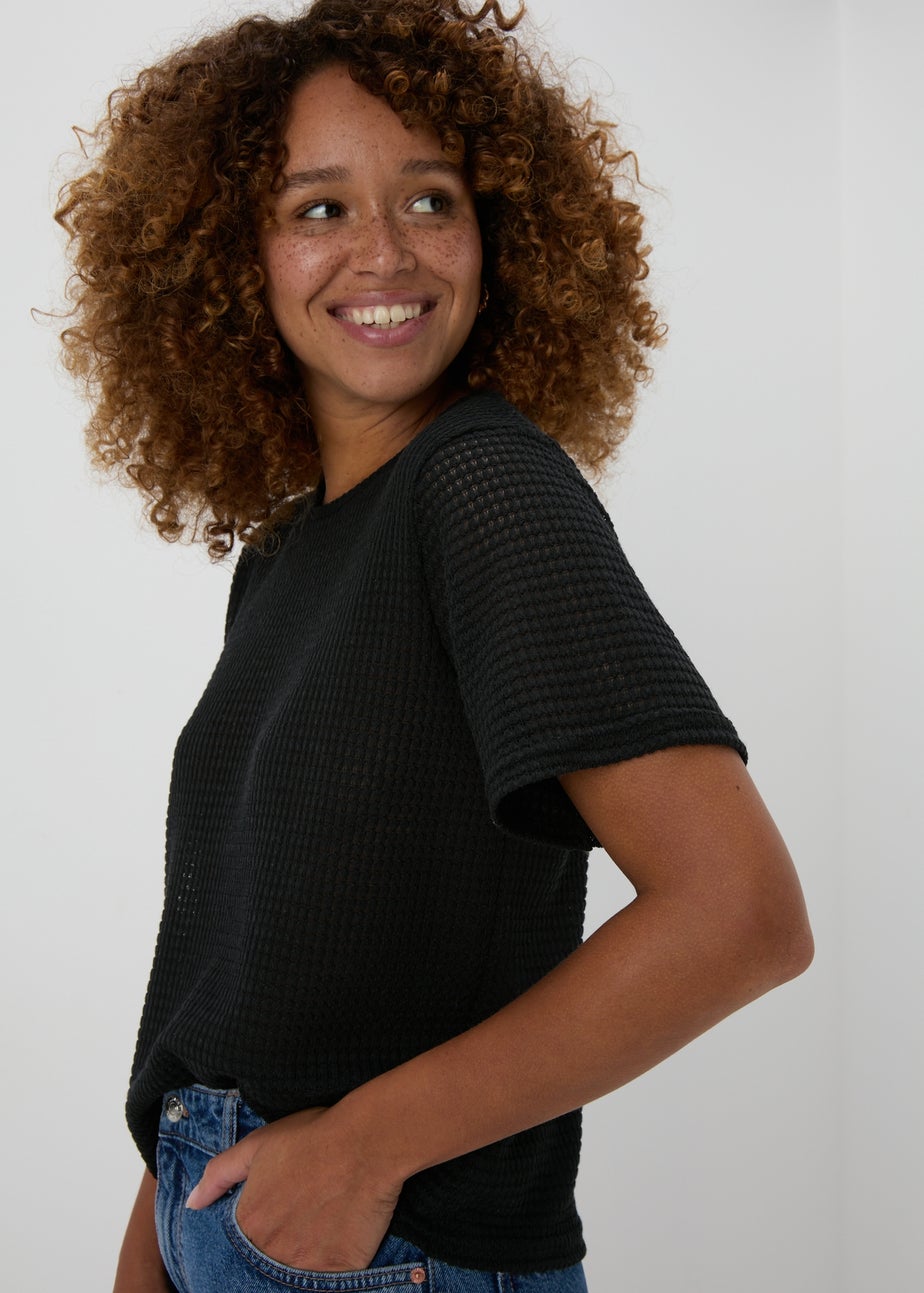 Black Crochet T-Shirt