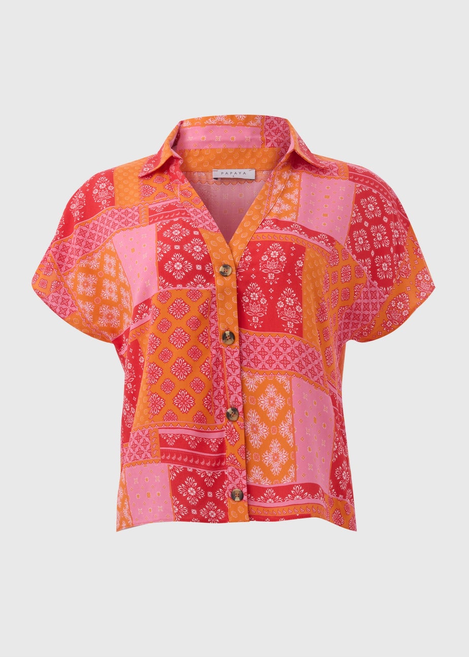 Red Patterned Co Ord Shirt