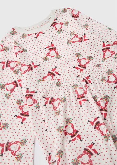 Girls Cream Dancing Santa Top & Bottoms Pyjama Set (1-13yrs)