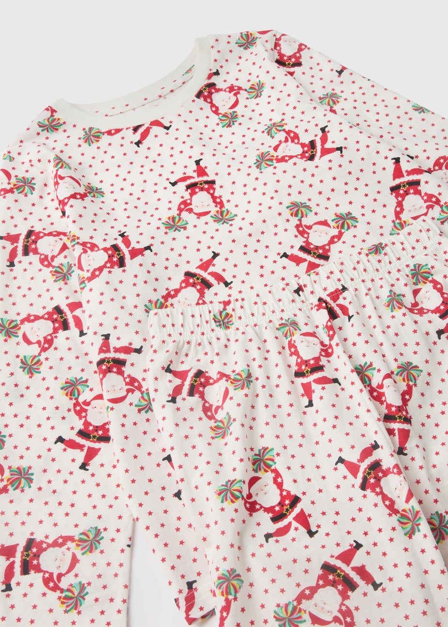 Girls Cream Dancing Santa Top & Bottoms Pyjama Set (1-13yrs)