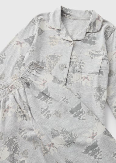 Wondrous Kids Grey Christmas Bear Top & Bottoms Pyjama Set (1-13yrs)