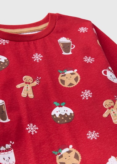 Kids Red Christmas Gingerbread Pyjama Set (1-13yrs)