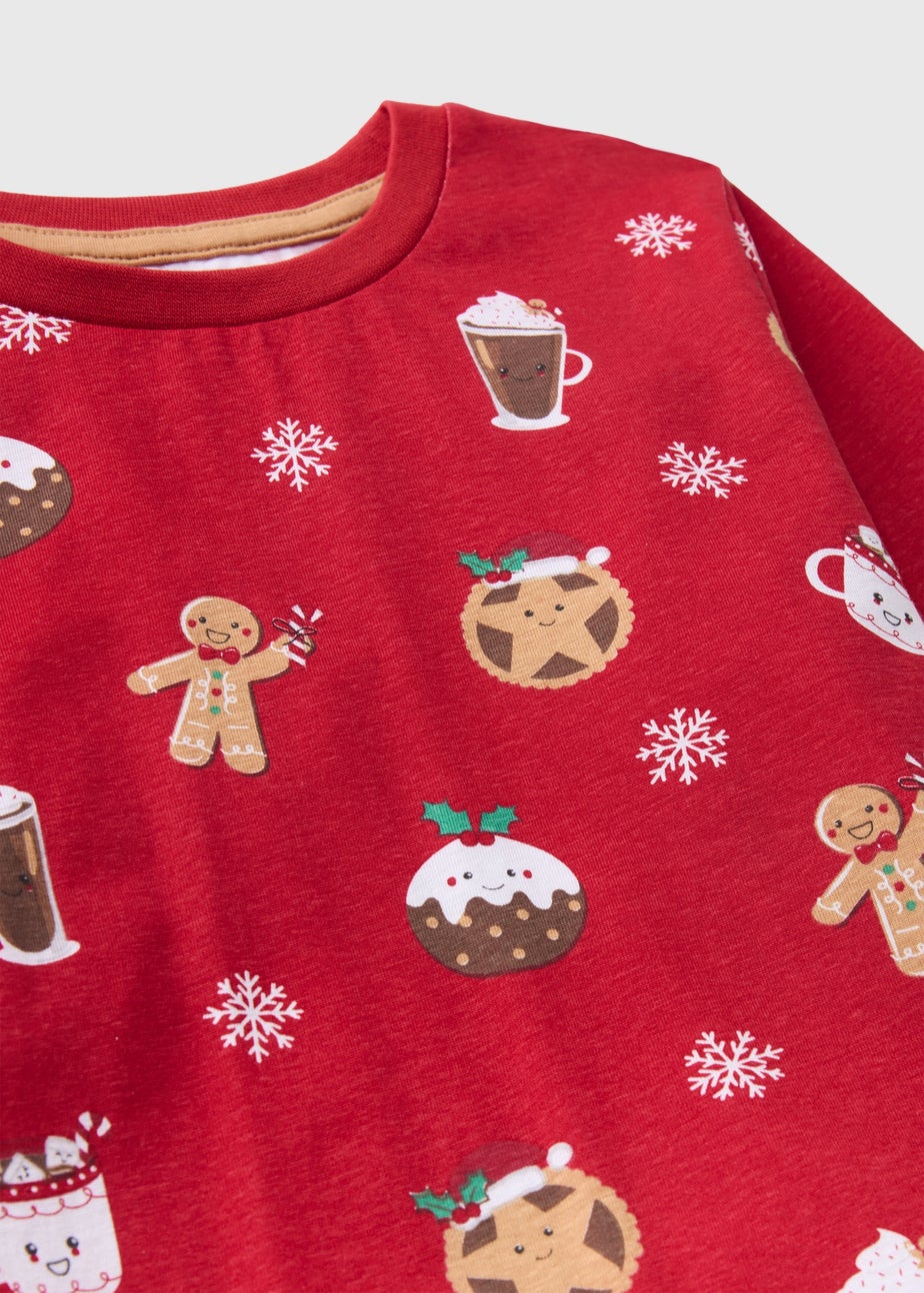 Kids Red Christmas Gingerbread Pyjama Set (1-13yrs)