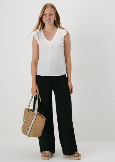 White Frill Sleeve Button Blouse