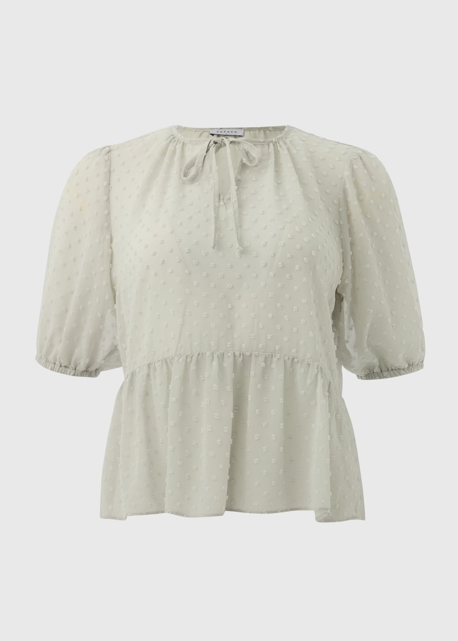 Grey Dobby Sheer Blouse