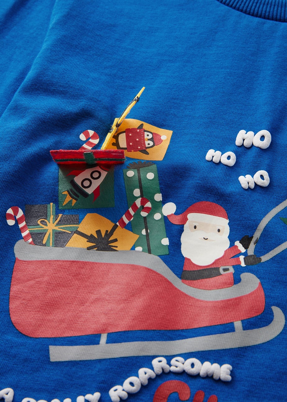 Boys Blue Christmas Print T-Shirt (1-7yrs)