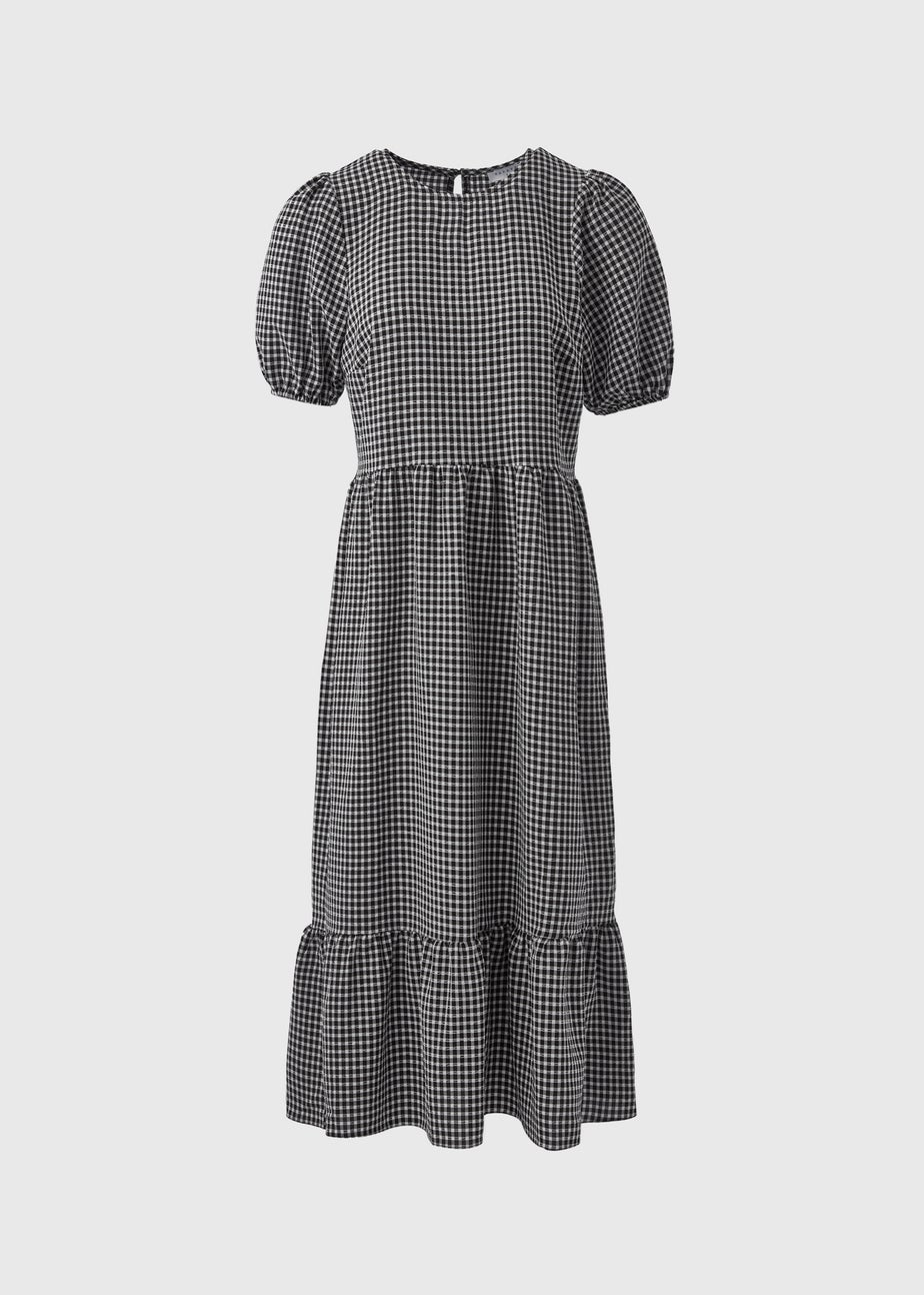 Black Gingham Midi Dress