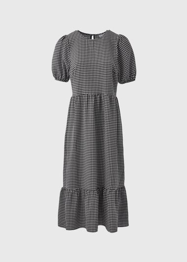 Black Gingham Midi Dress